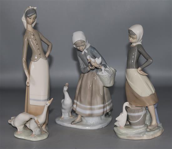 Three Lladro duck girls